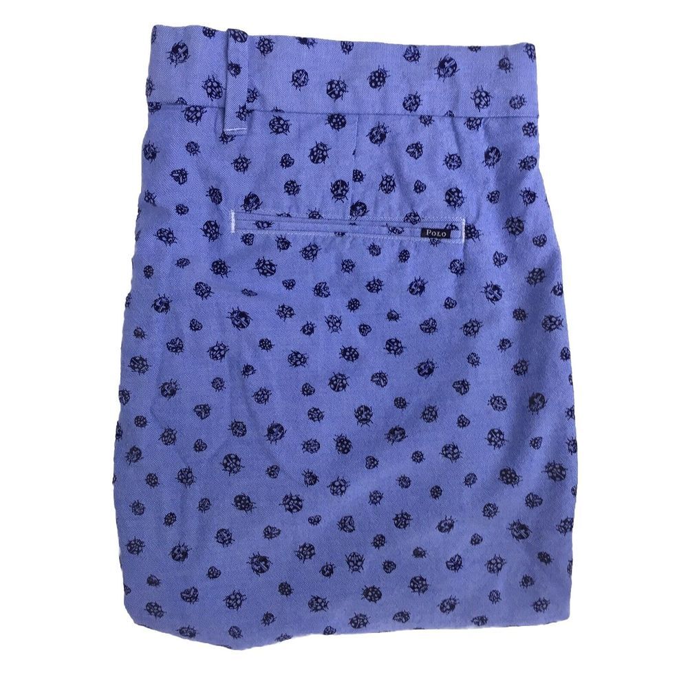 Polo Golf Ralph Lauren‎ Blue Ladybug Print Stretch Twill Shorts Men's Size 33